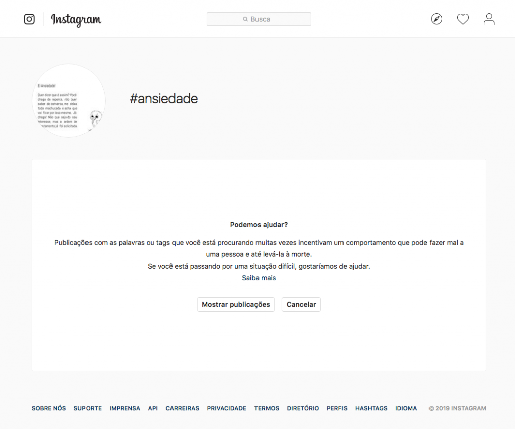 Instagram oferece ajuda para ansiosos e depressivos